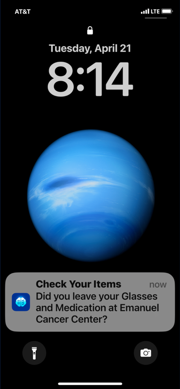 Departure notification on lock screen