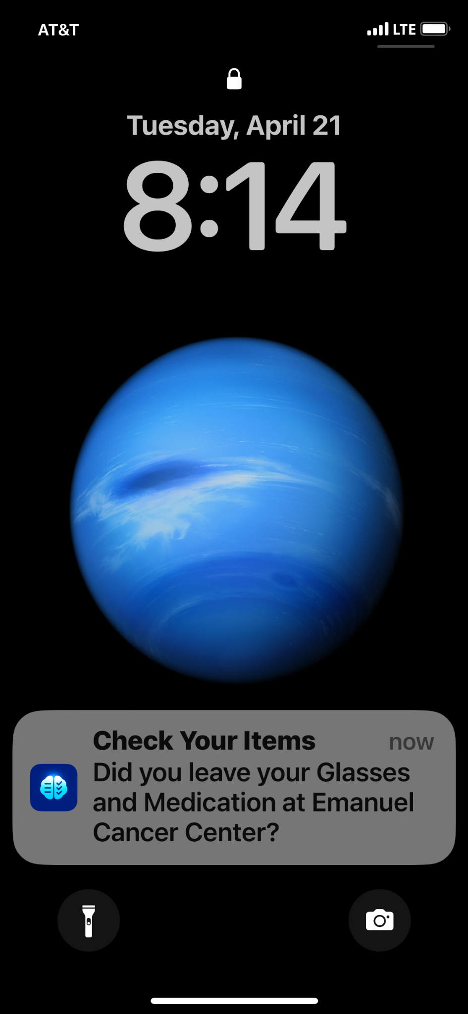 Departure notification on lock screen
